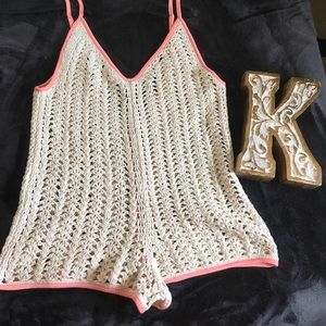 Volcom Cover Up Ivory Crochet Allover Romper