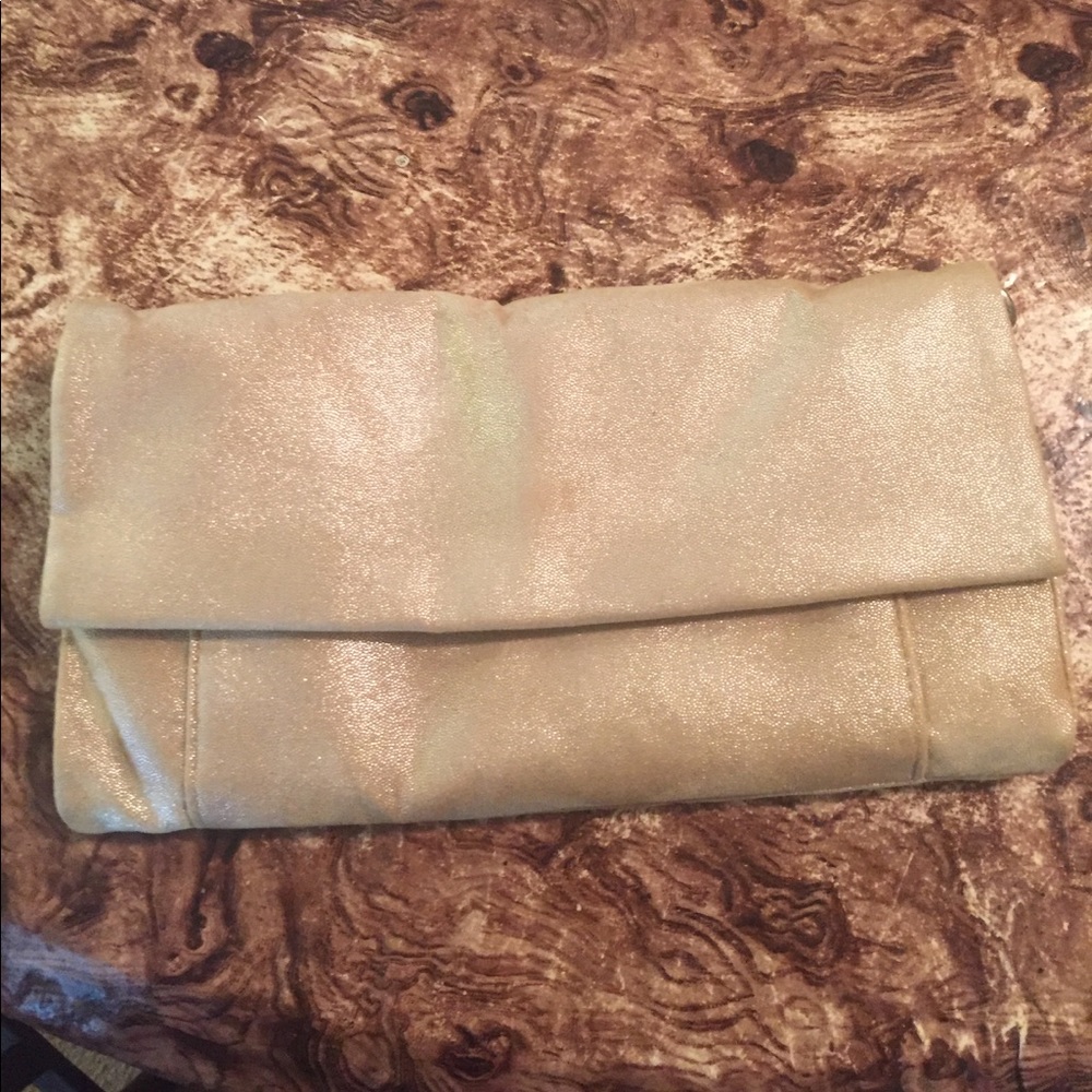 Shimmery beige clutch purse