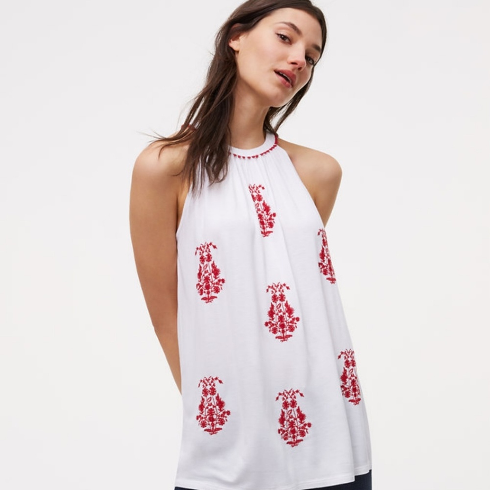VERY CUTE NWT LOFT EMBROIDERED TOP
