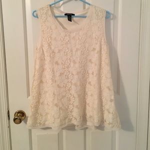Style & Co. off white / cream floral lace shell.