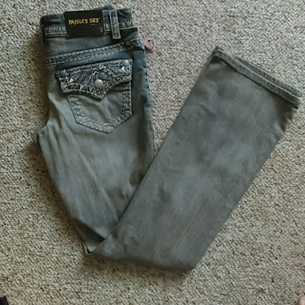Light wash Paisley Sky boot cut jeans