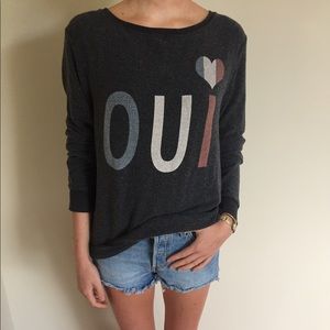 Wildfox Oui Grey Sweatshirt  (Size M)