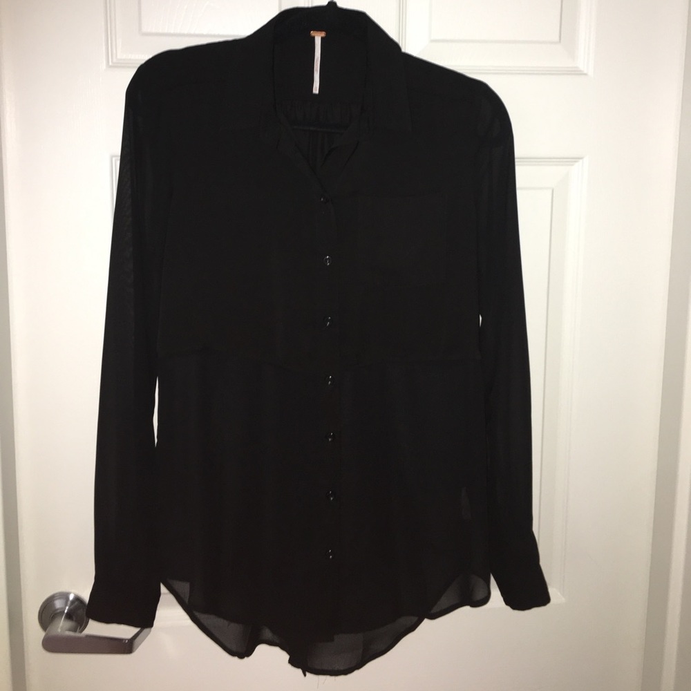 Free People Chiffon Button Down Shirt