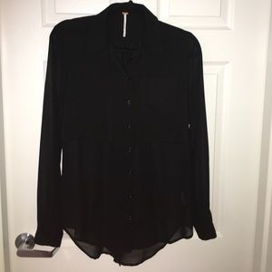 Free People Chiffon Button Down Shirt