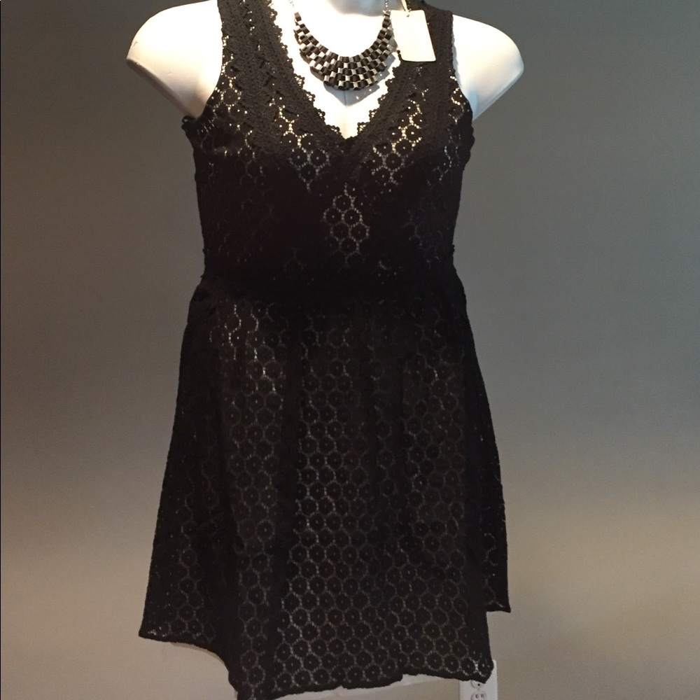 NWT Boutique Black and White Lace Dress Medium