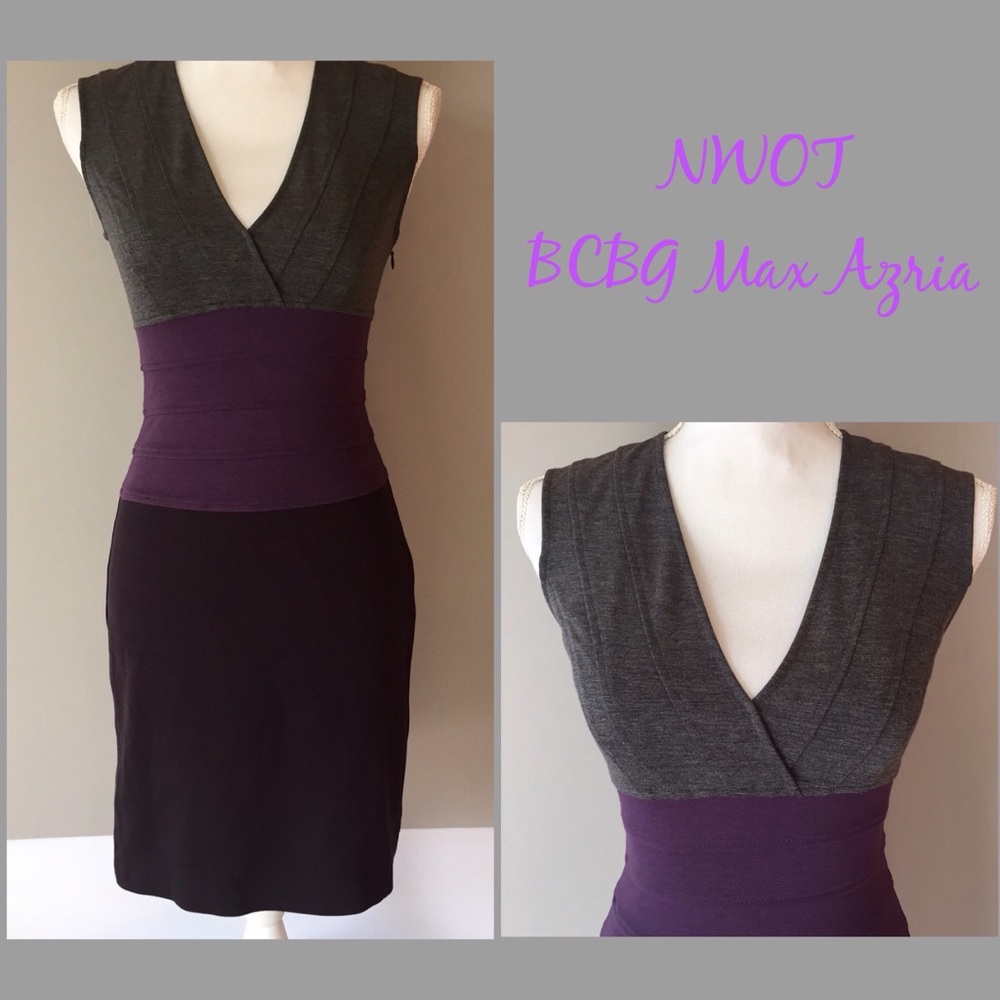 BCBG MazAzria Bodycon Cocktail Dress Purple/Gray