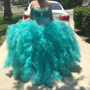 Turquoise Quincenera Dress