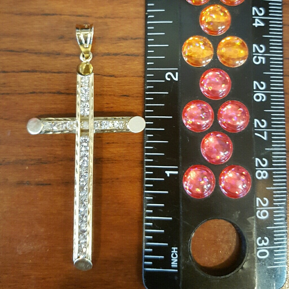 10k gold CZ cross pendant