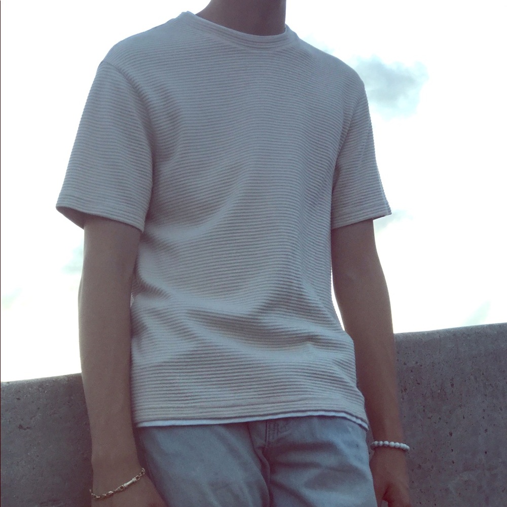 Unique Ribbed Cotton T Shirt - Picture 3 of 3
