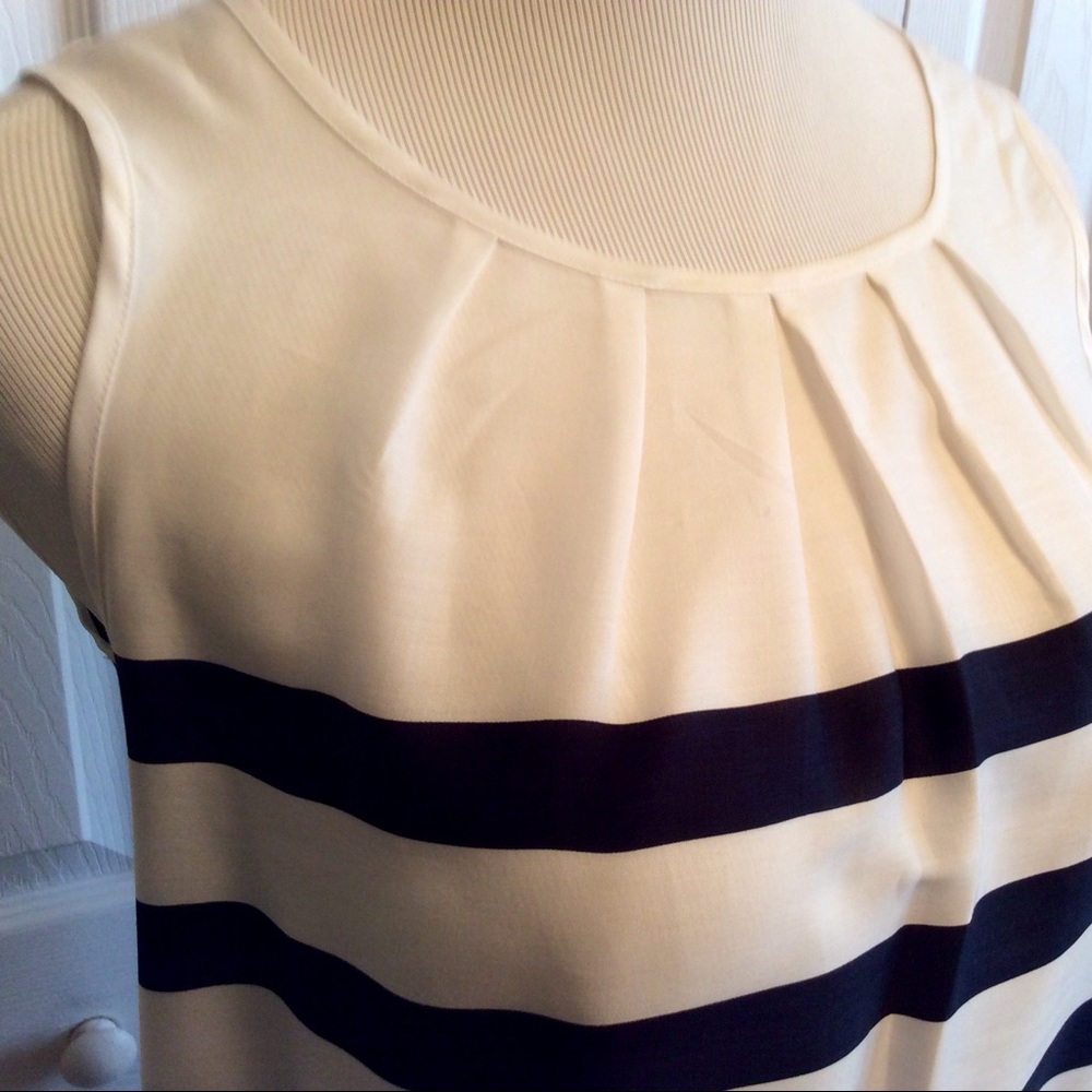 Talbots White/Navy Strip Sleeveless Top