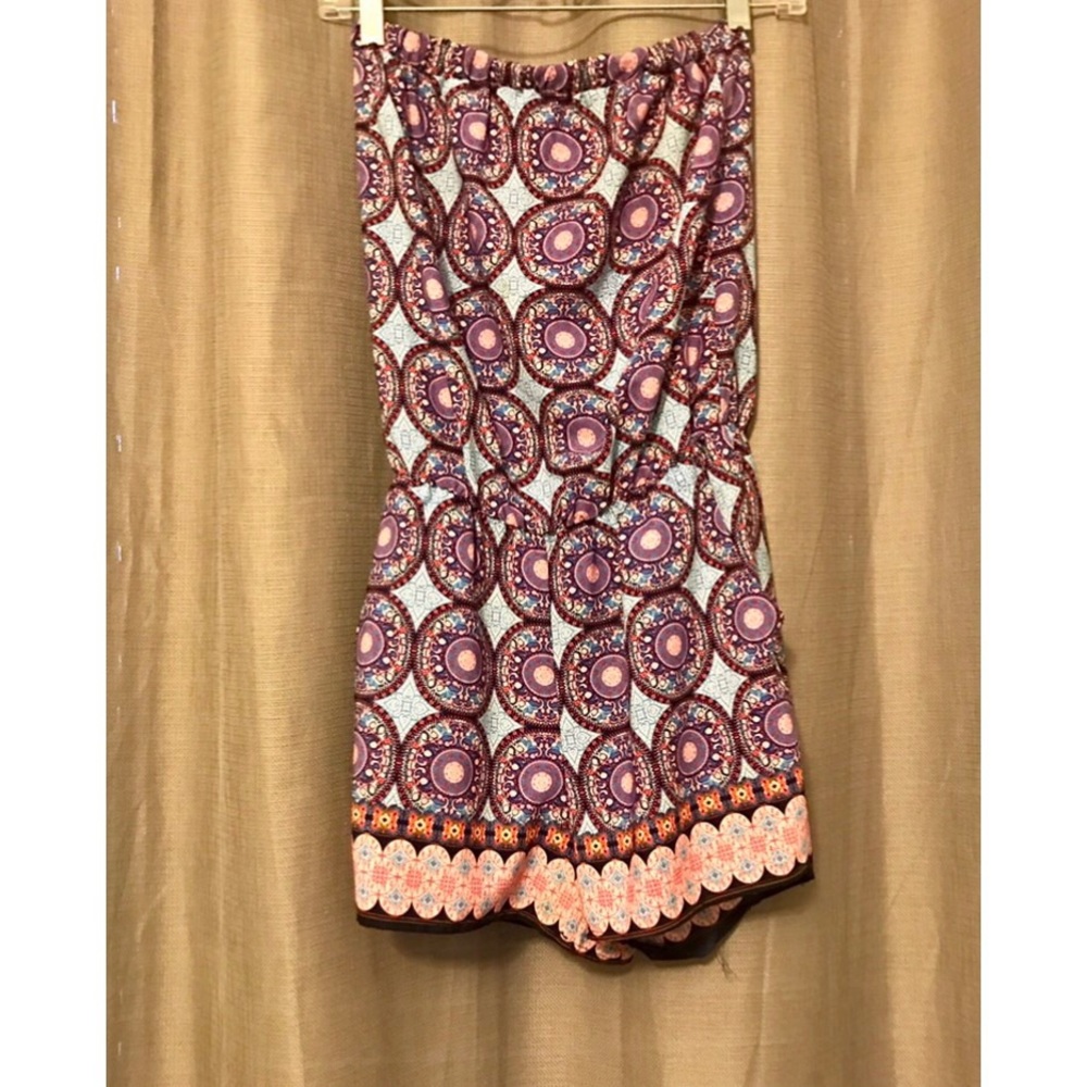 Printed, Strapless Romper