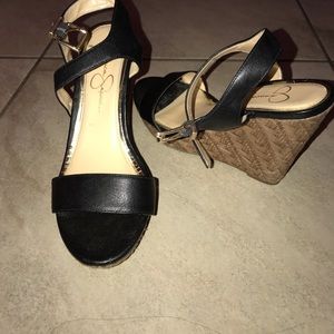 Jessica Simpson black wedges