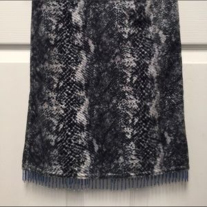 Velour Snake Print Bead Fringe Skirt