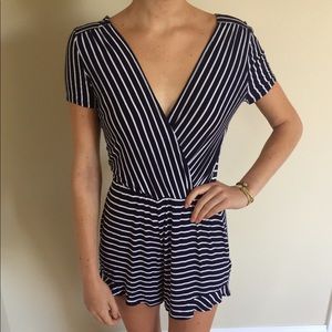 Kimchi Blue navy and white striped romper (size s)