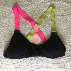 Neon and black bikini top
