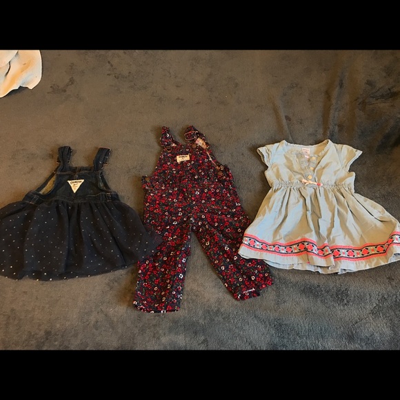 60 other 2 oshkosh overalls and 1 carters dress 60 other 2 oshkosh overalls and 1 carters dress