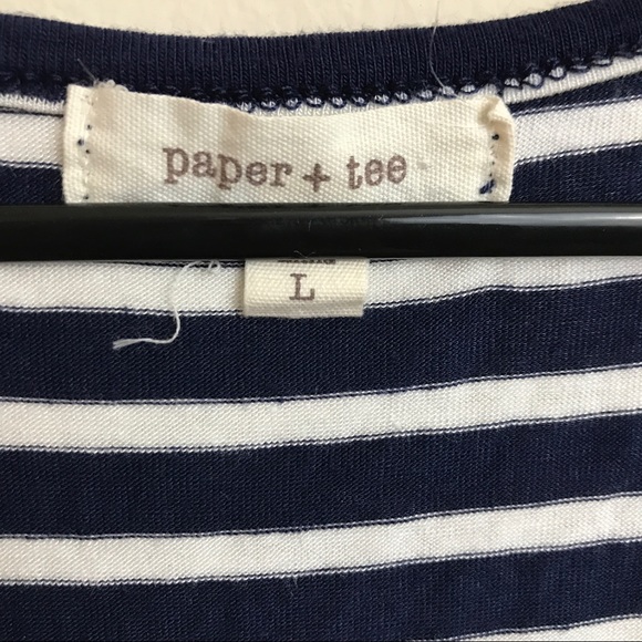 Paper + Tee Navy Stripe Crochet LS Top - Picture 3 of 5