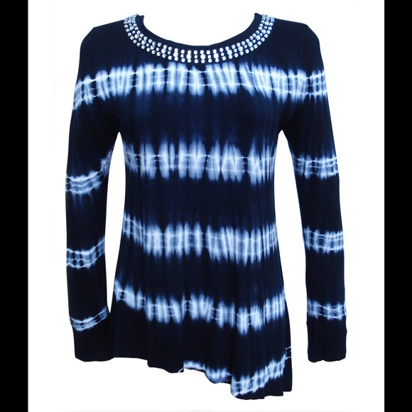 "Nature Art" beaded round neck tie dye ltunic - Picture 1 of 3