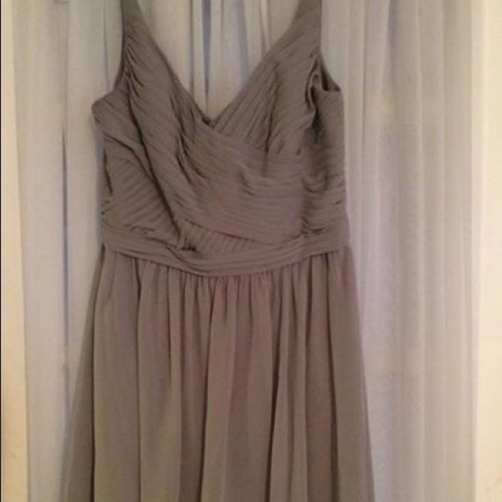 David's Bridal Gray Bridesmaid Cocktail Dress