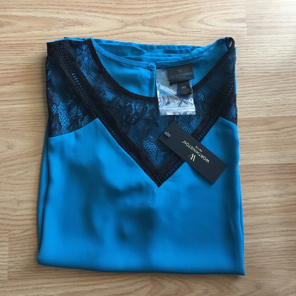NWT DEEP TURQUOISE SLEEVE BLOUSE - Picture 1 of 5