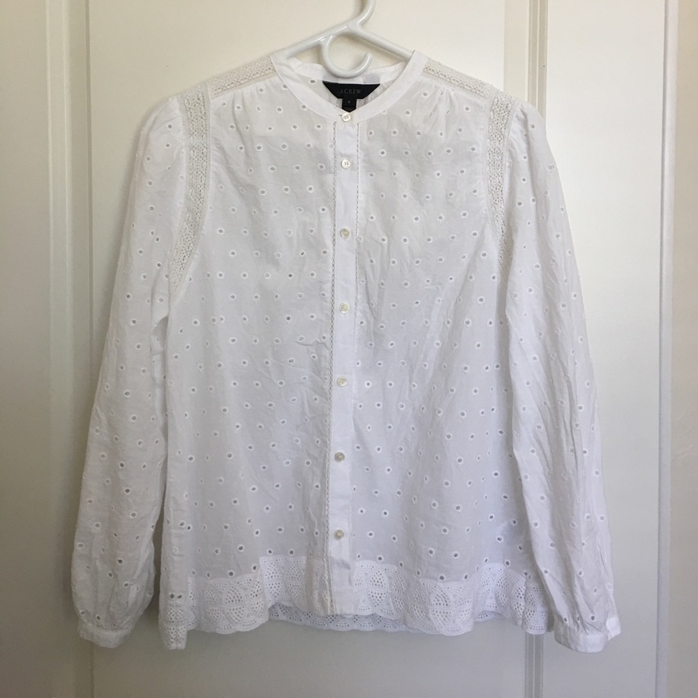 JCrew White Eyelet Blouse