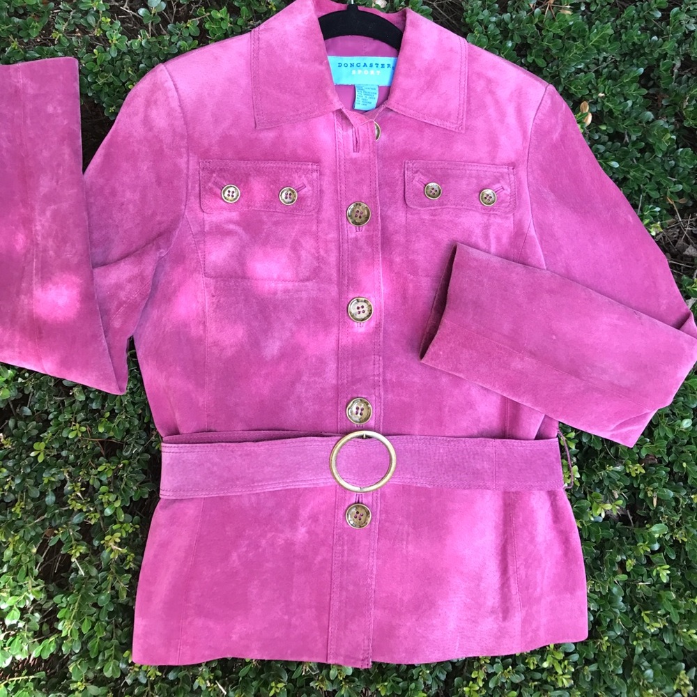 Suede Leather jacket. Button down& belt