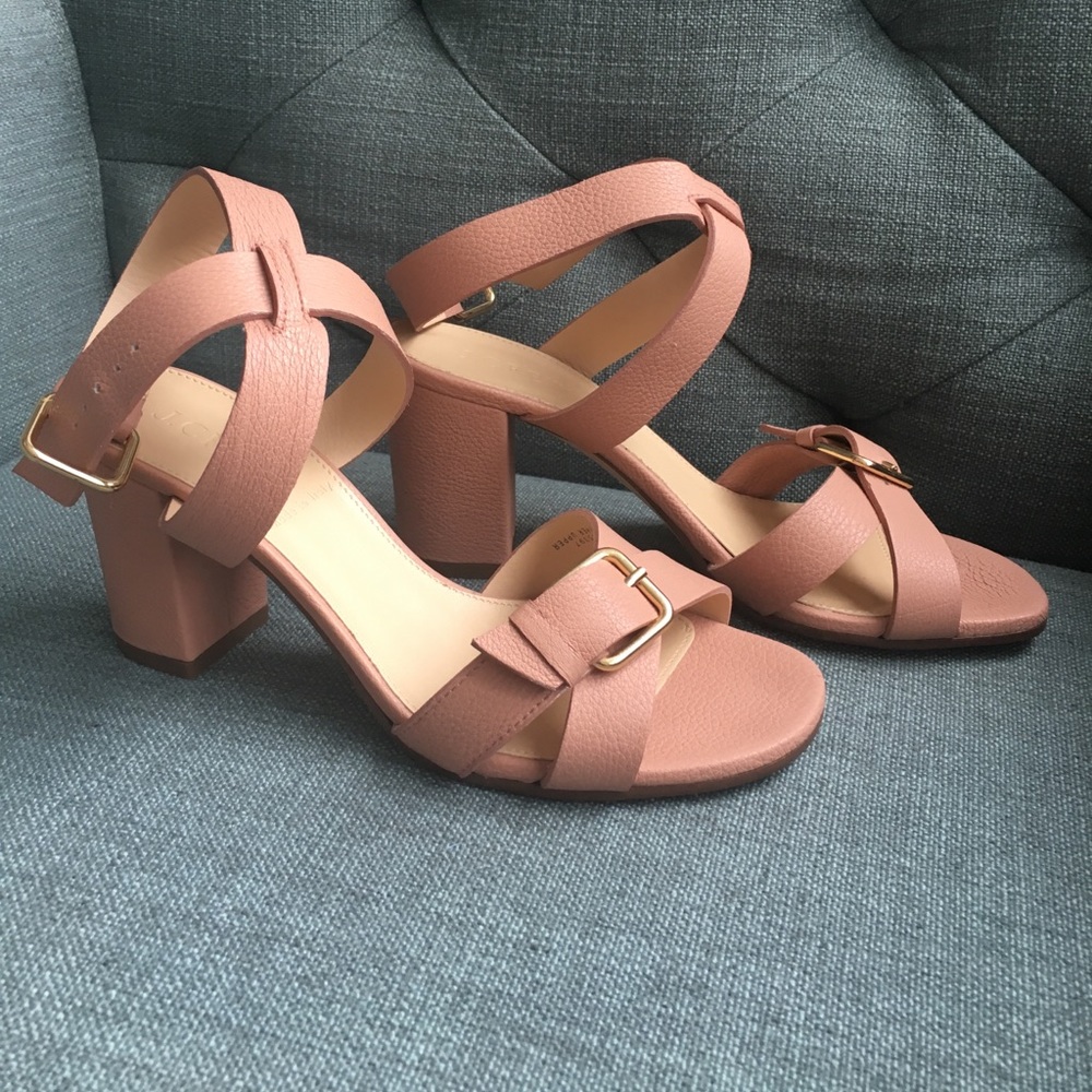 J.Crew buckled mid heel sandals pink size 6