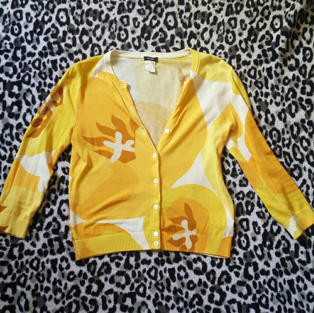 J. Crew Button Yellow Floral Blouse XS