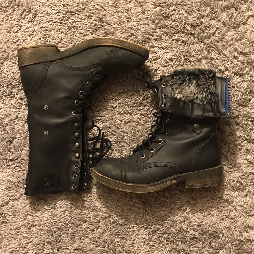 CLOSET CLOSING!!  Fuzzy Combat Boots