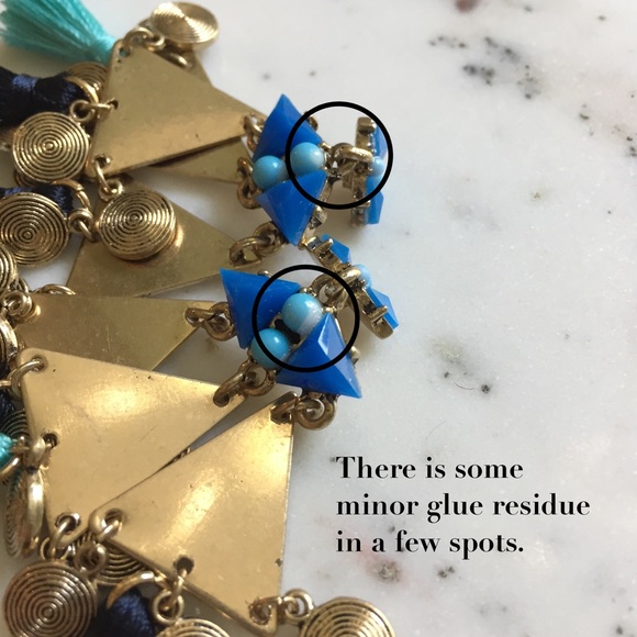 🆑 "Sofía" Earrings || Blue Tassel Statement - Picture 6 of 9