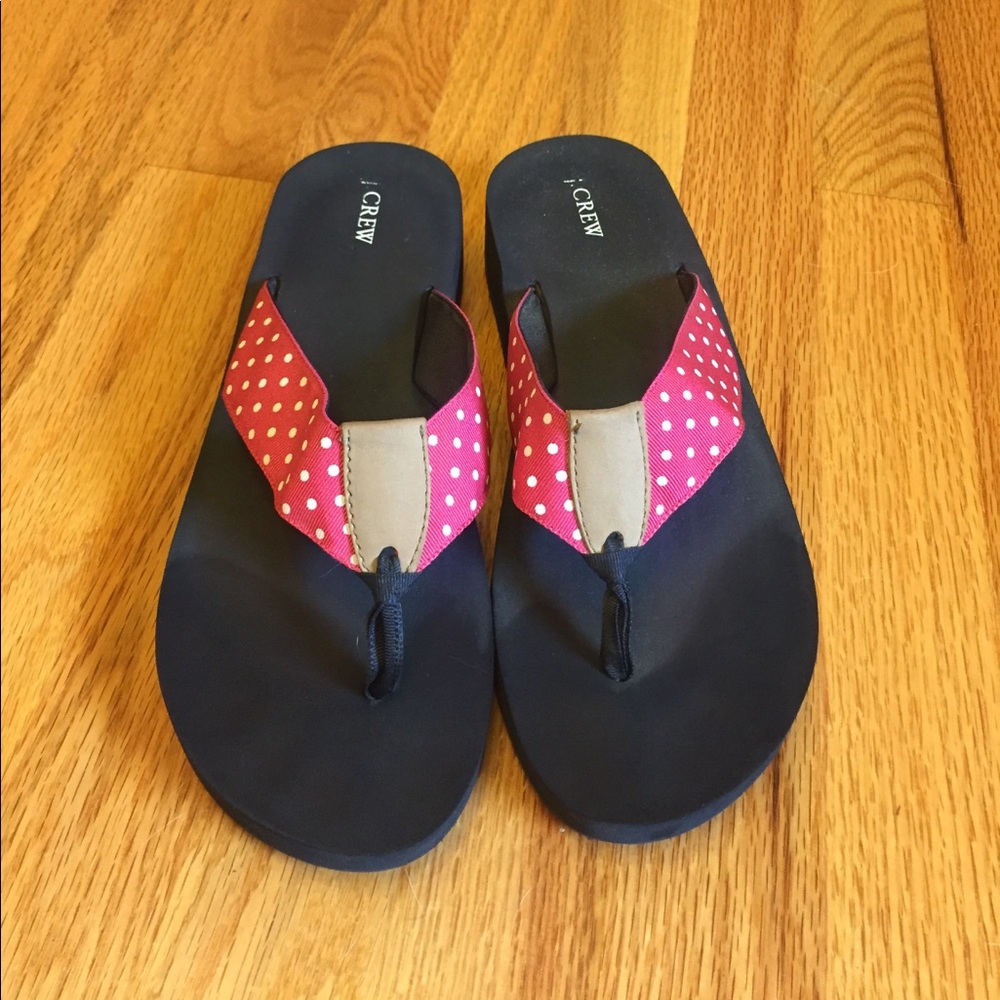 Pink polkadot flip flops in EUC