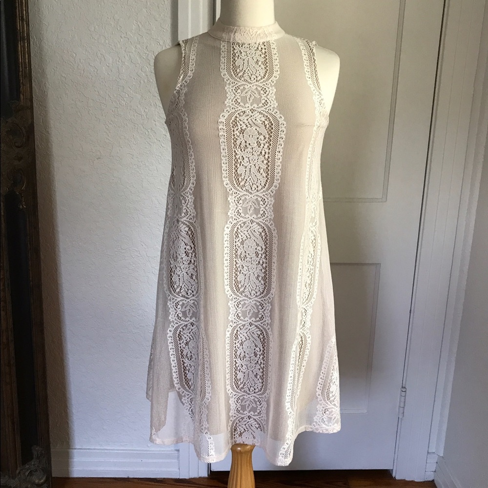 Dress with tan lining and cream shell