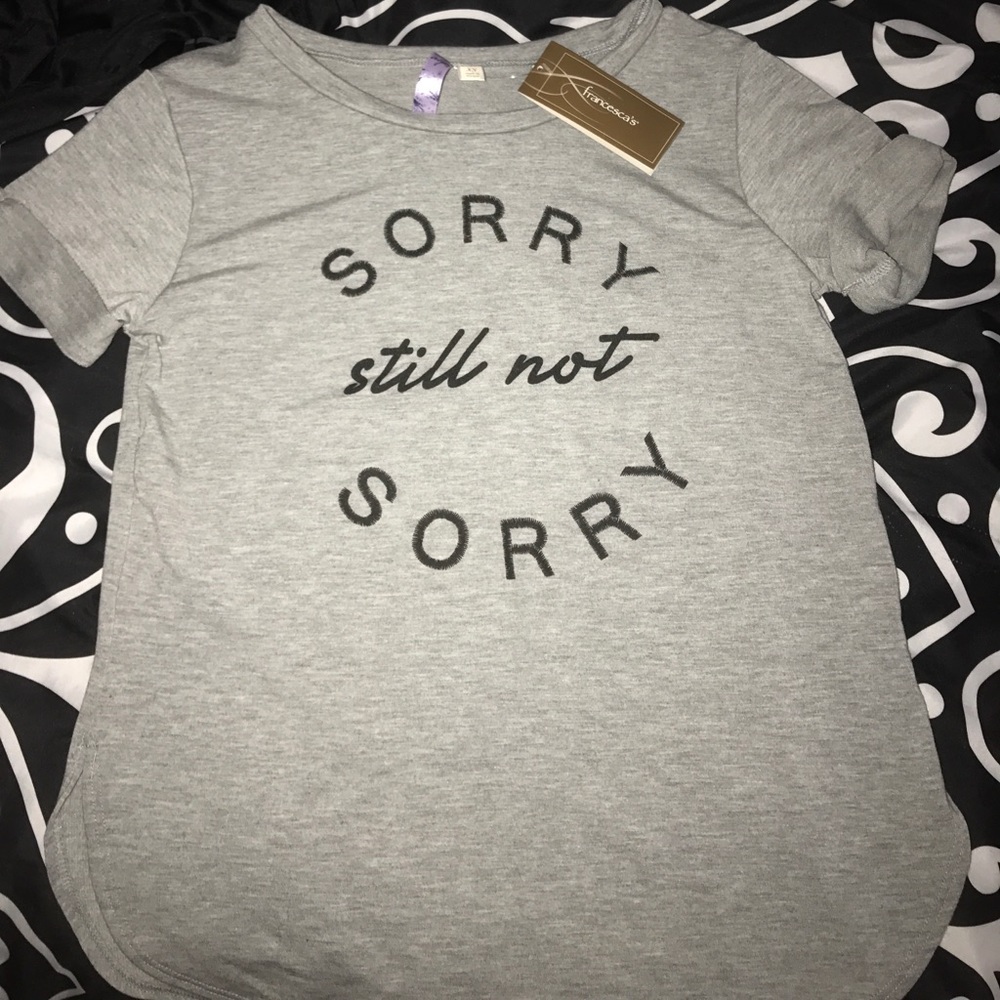 Grey 'sorry not sorry' flowy top