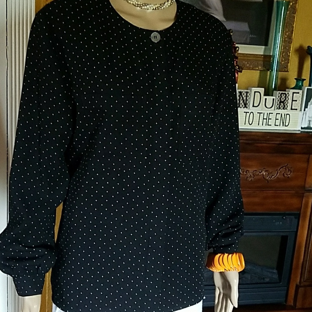 Black polka dot blouse