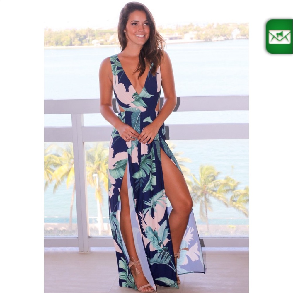 Tropical print maxi