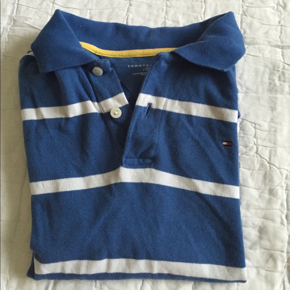 Boys Blue & White Striped Polo