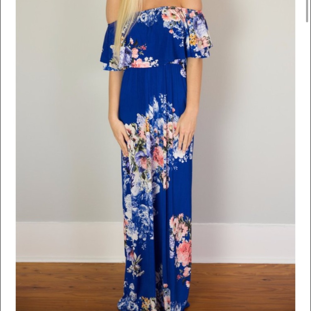 Hazel & Olive Royal Blue Floral Maxi Dress