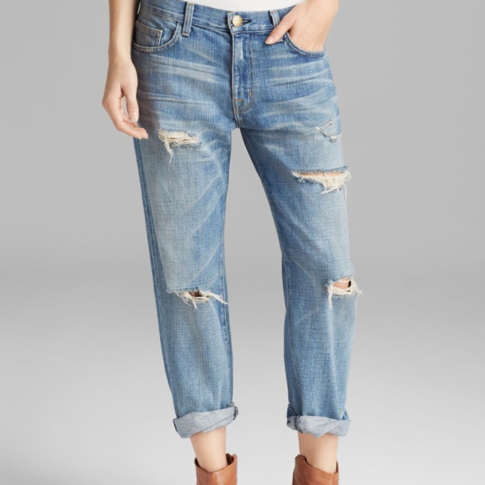 Current Elliott distressed boyfriend jeans