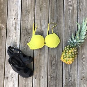 Bright Olive Green Mesh&Lace Aerie Bra 36B