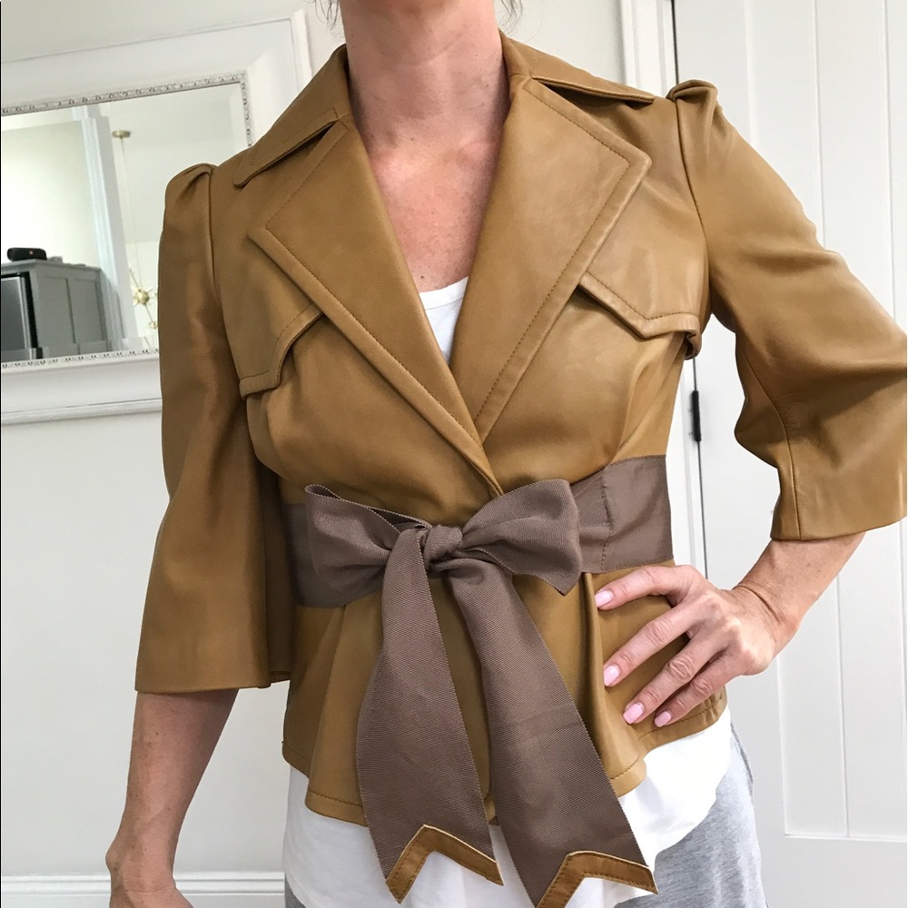 Tracy Reese 100% Leather Trench Jacket