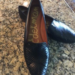 Sam Edelman Black Leather "Snake Skin" Flats 91/2