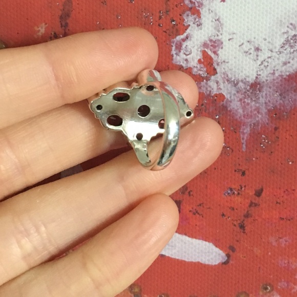 Garnet .925 Sterling Silver Cluster Ring Size 7 - Picture 4 of 7
