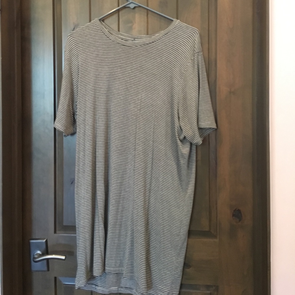Taupe and Black Striped T-Shirt Dress