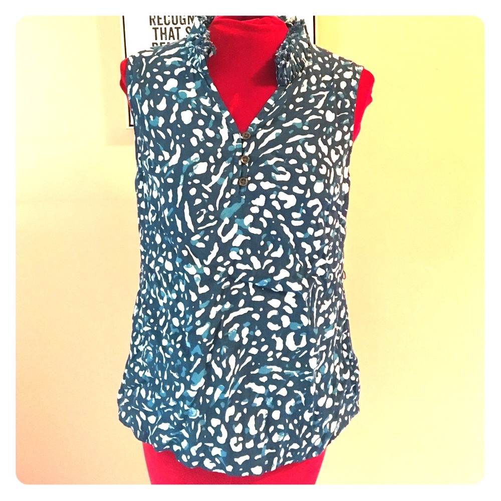 Blue and White Tank Blouse