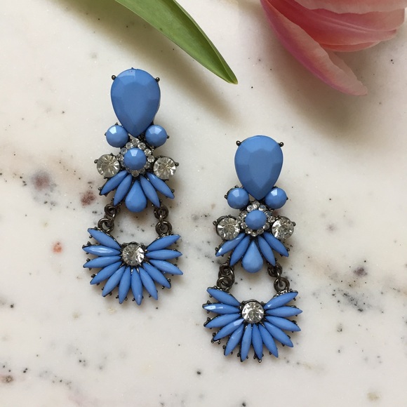 🆑 "Joëlle" Earrings || Blue Floral Statement - Picture 3 of 9