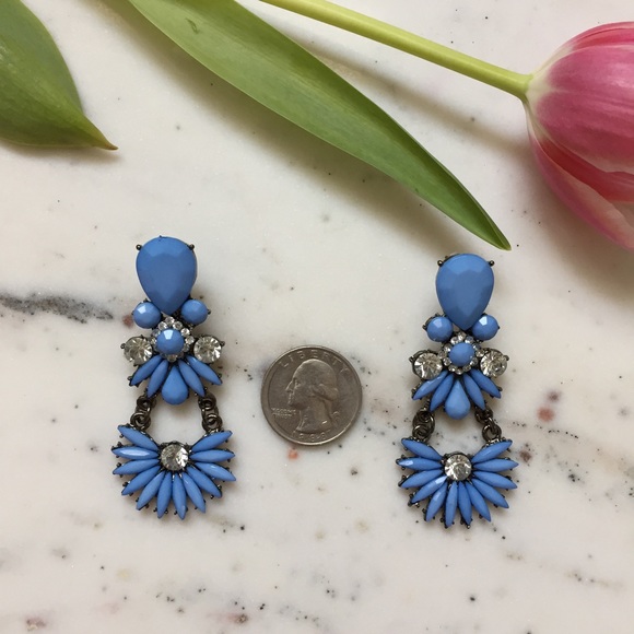 🆑 "Joëlle" Earrings || Blue Floral Statement - Picture 5 of 9