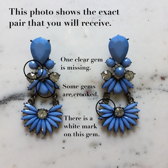 🆑 "Joëlle" Earrings || Blue Floral Statement - Picture 7 of 9