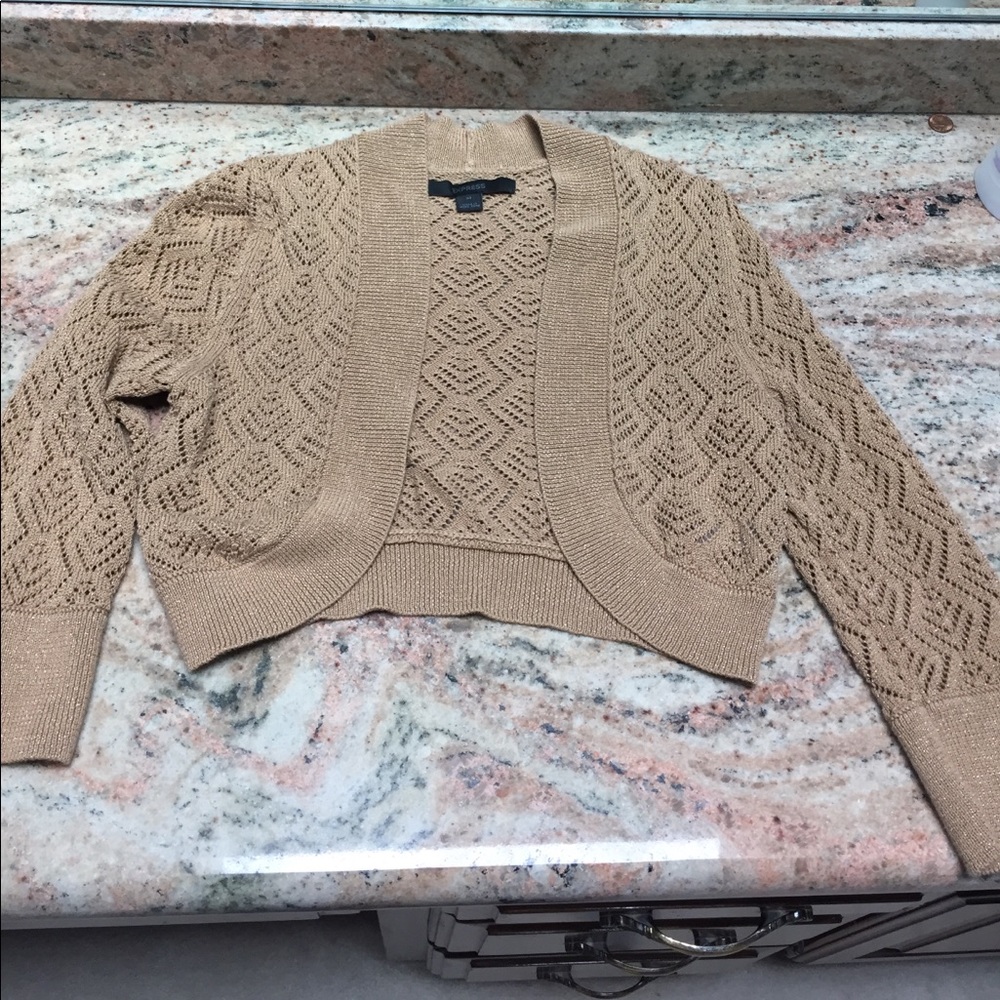 Express camel shrug with metallic detail
