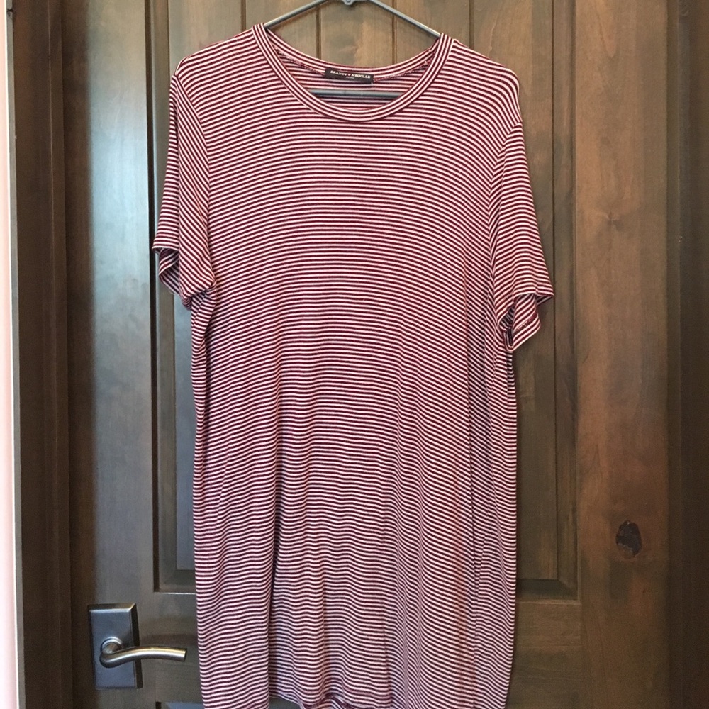 Maroon and White Striped T-Shirt Dress!