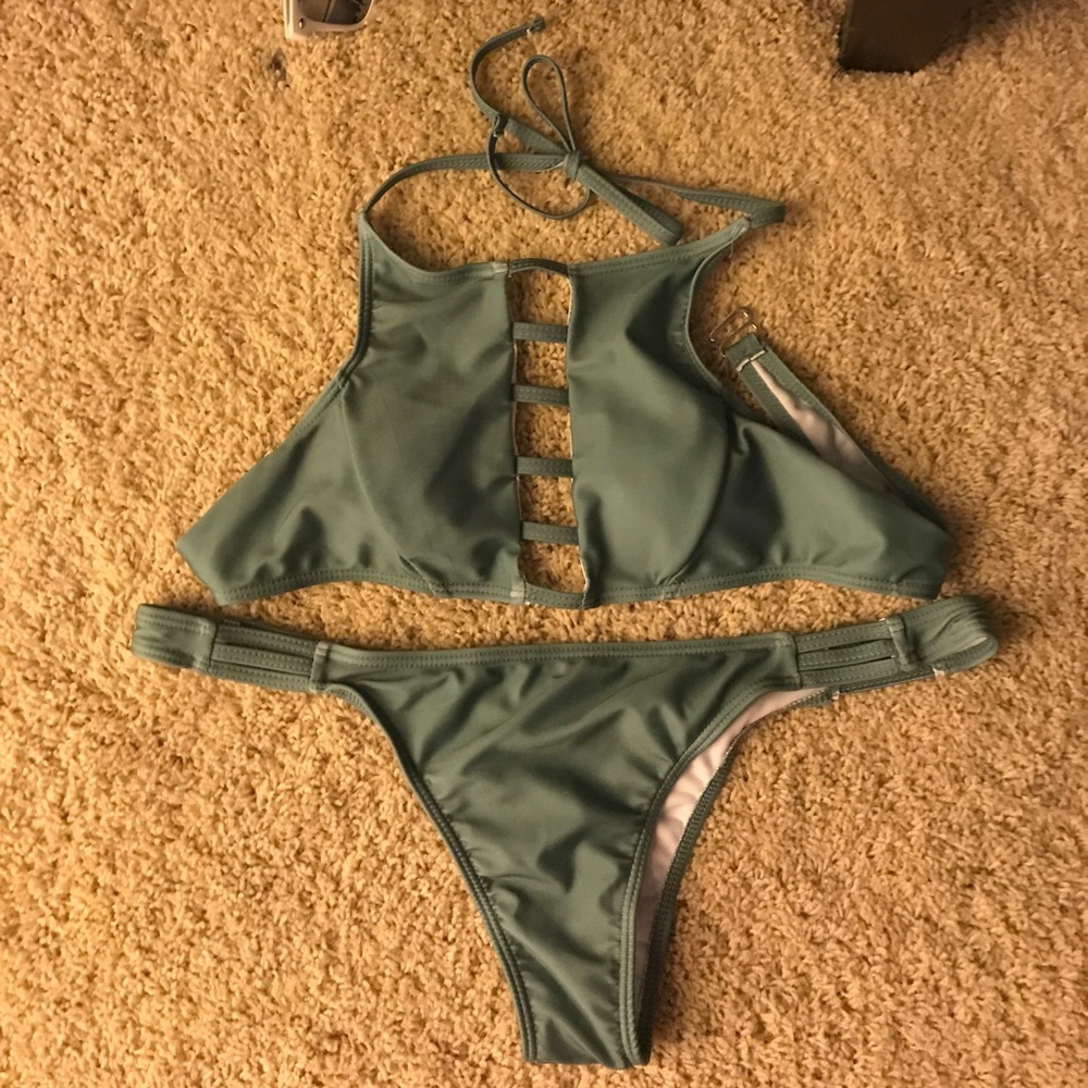 Army green bathing suit